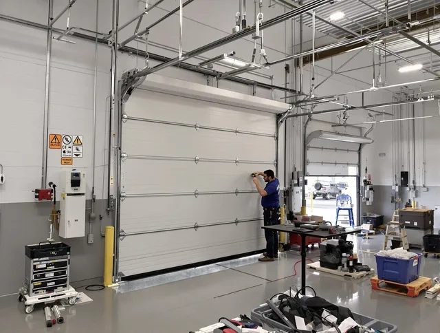 Commercial garage door repair being performed by Miami Gardens Garage Door Repair expert in Miami Gardens