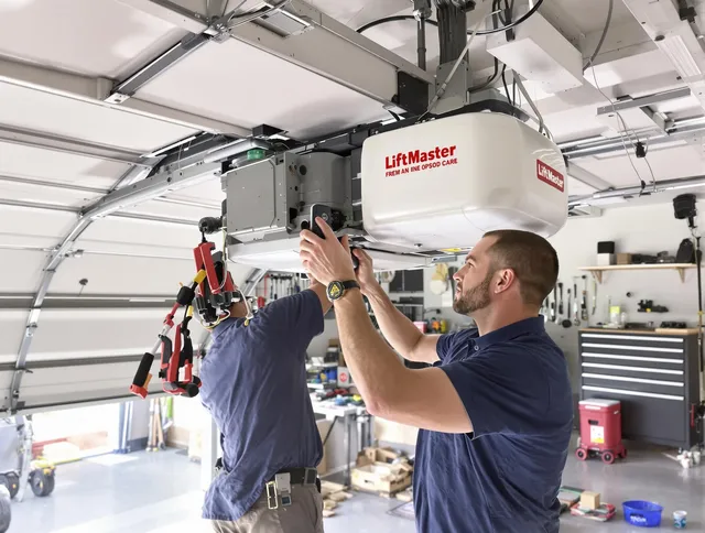 Miami Gardens Garage Door Repair technician performing advanced diagnostics on garage opener in Miami Gardens