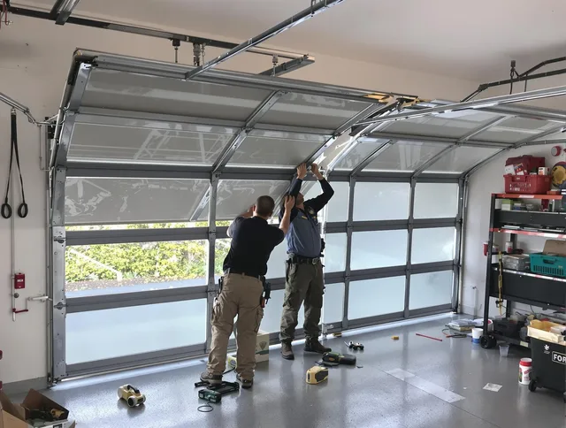 Miami Gardens Garage Door Repair expert performing precise panel replacement on Miami Gardens garage door